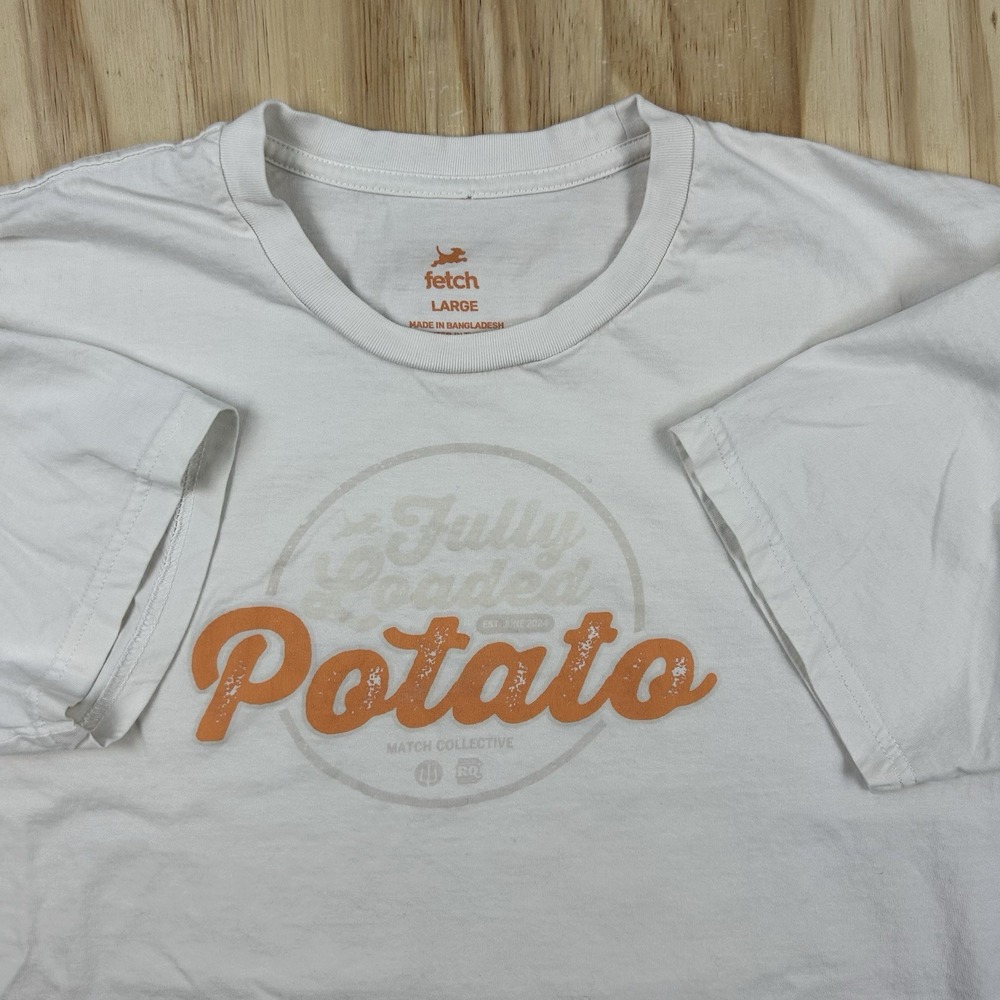 Fetch Brand Potato Match Collective T Shirt White Short Sleeve Large Graphic Dog